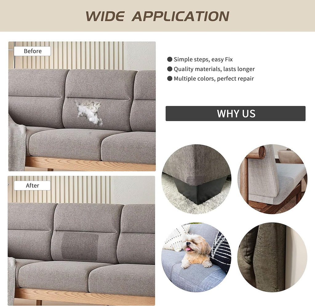 Fine Linen Fabric Patches, Self-Adhesive - 8x11 inch, 2 Pack, Multi Color, For Sofa & Clothes