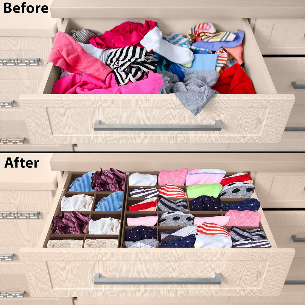 Simple Houseware 4-Pack Drawer Organizer Set - Closet Dividers for Underwear, Socks, Bras, Scarves