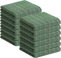 Homaxy 100% Cotton Terry Kitchen Towels(Grass Green, 13 x 28 inches), Checkered Designed, Soft and