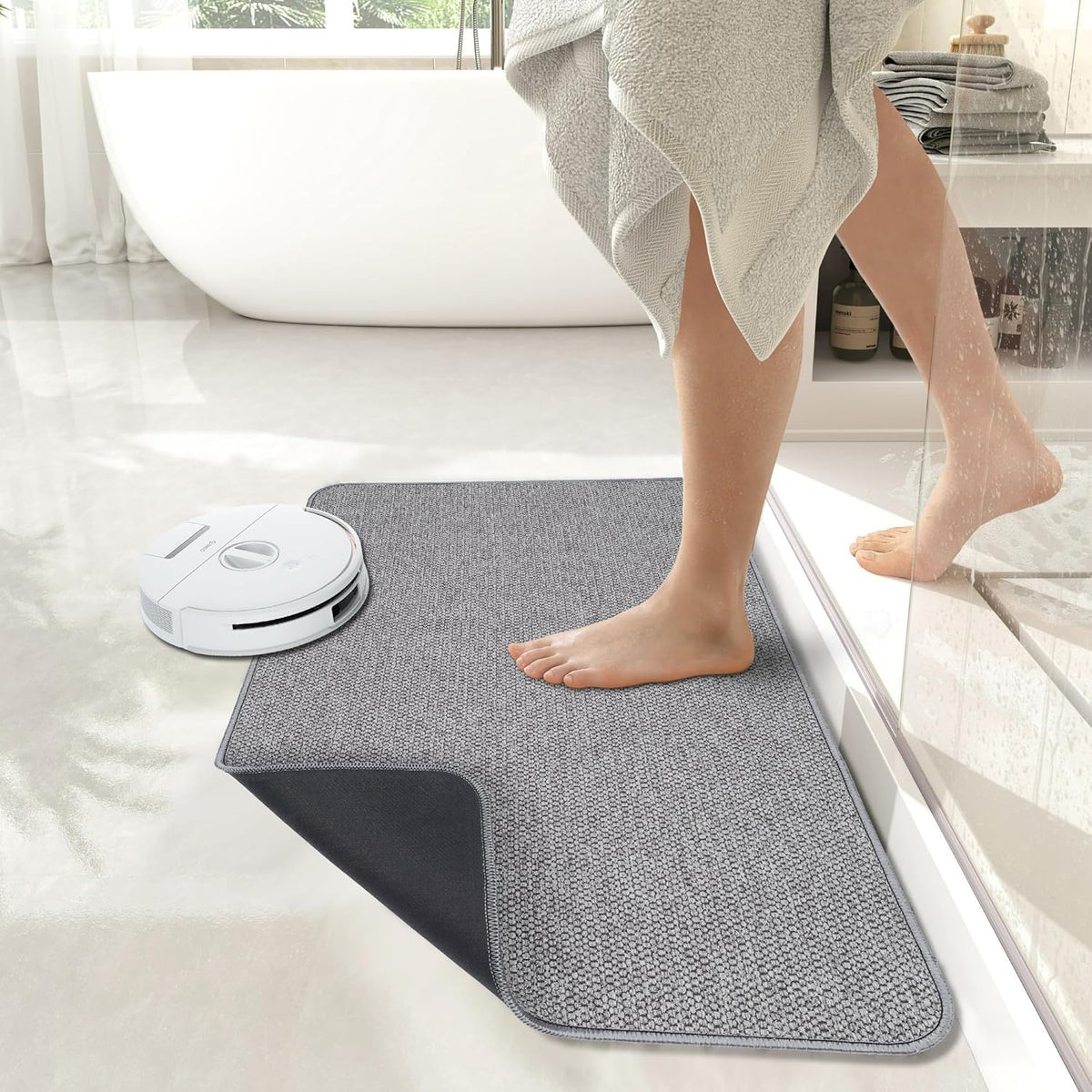 Bath Mat,Ultra Thin Bathroom Runner Rugs,Large Bath Mats for Bathroom,Quick Dry,Non-Slip,Machine