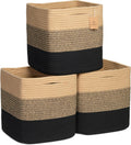 NaturalCozy Storage Cubes 11 Inch Cotton Rope Woven Baskets for Organizing, 3-Pack | Cube Storage