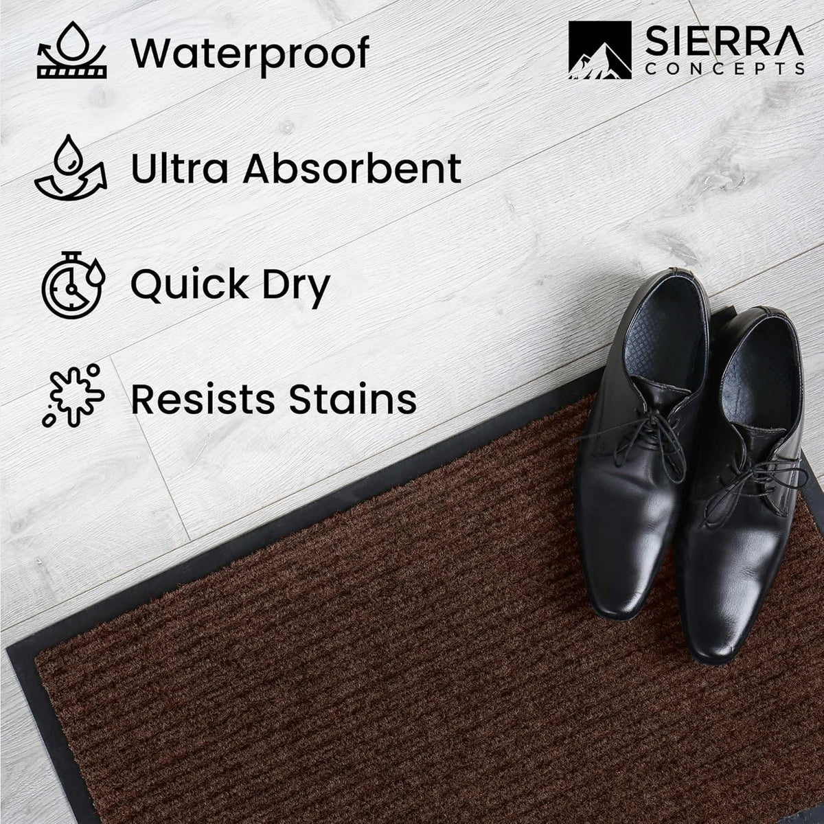Sierra Concepts 2-Pack Front Door Mat - Large 36 x 24 Welcome Indoor Outdoor Entryway Mats for Shoe