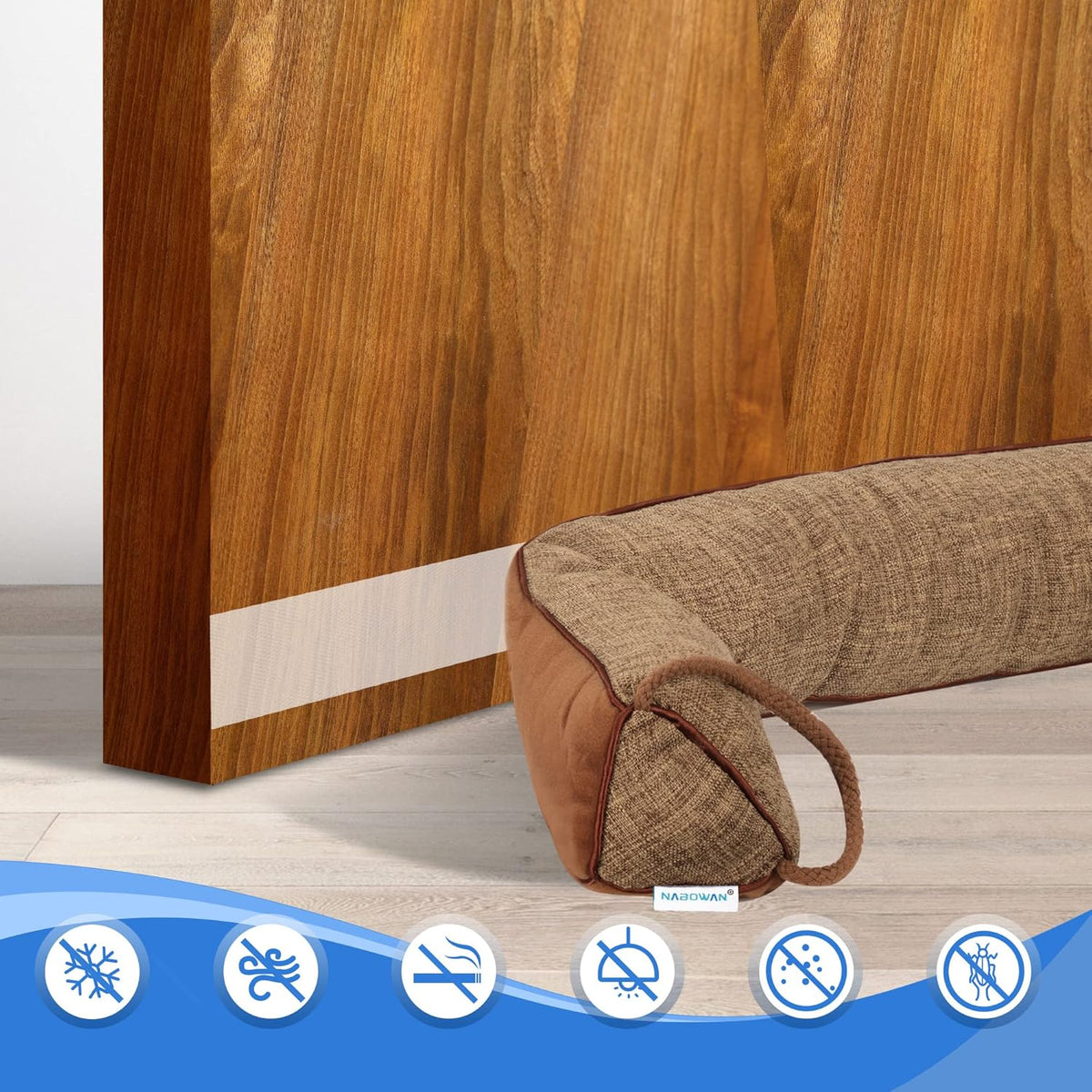 NABOWAN 38" Weighted Under Door Draft Stopper -Triangular Door Draft Blocker with Hook Loops for