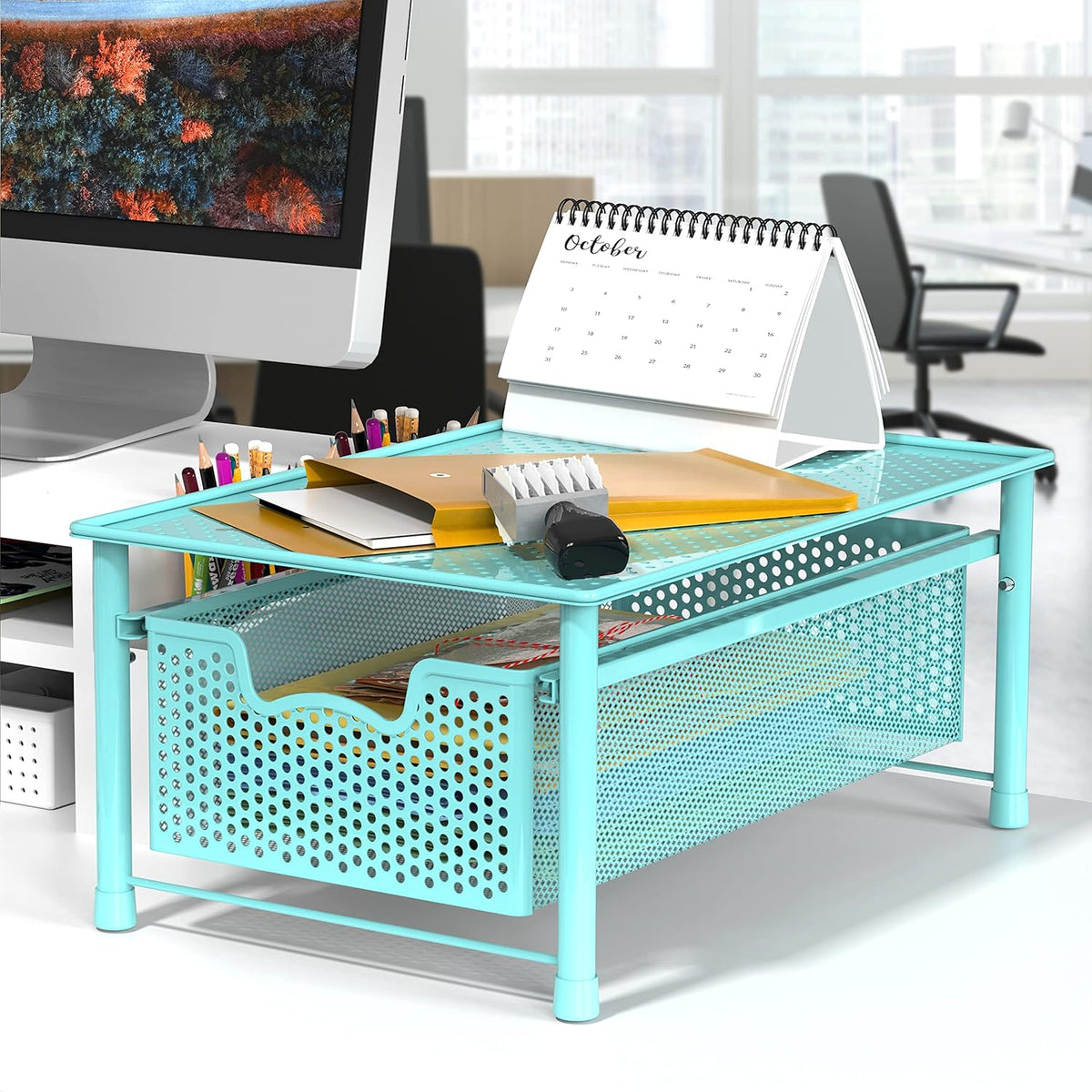 Simple Houseware Stackable Cabinet Basket Drawer Organizer, Turquoise