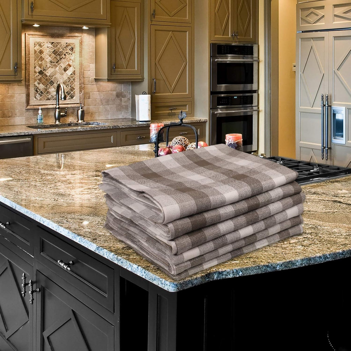 Kitchen Towels Set of 6 Soft Premium Cotton Highly Absorbent Dish Towels 20X30 Inches, Washable &