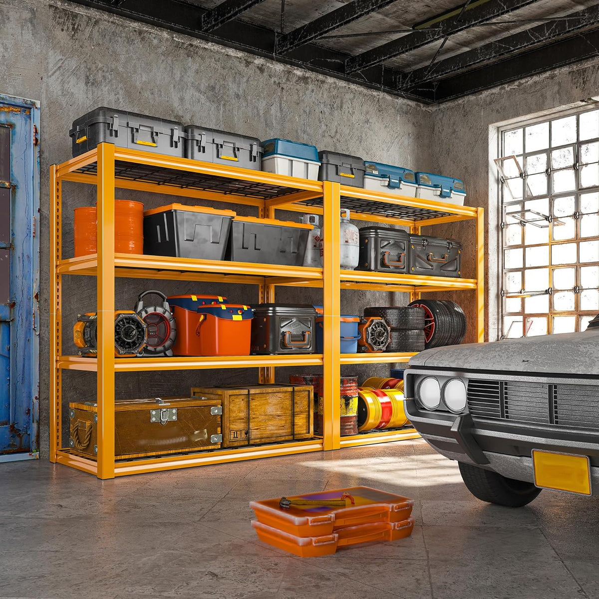 REIBII 40" W Garage Shelving 2240 LBS Storage Shelves Heavy Duty Metal Shelving 4 Tier Metal