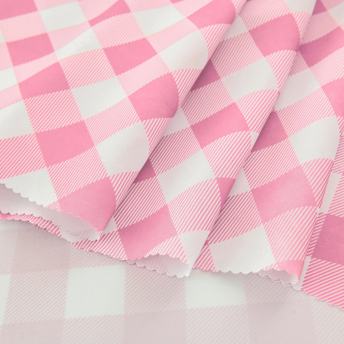 Waterproof Plaid Tablecloth Fabric - Round 120 Inch Classic Gingham Checker Table Cloth for