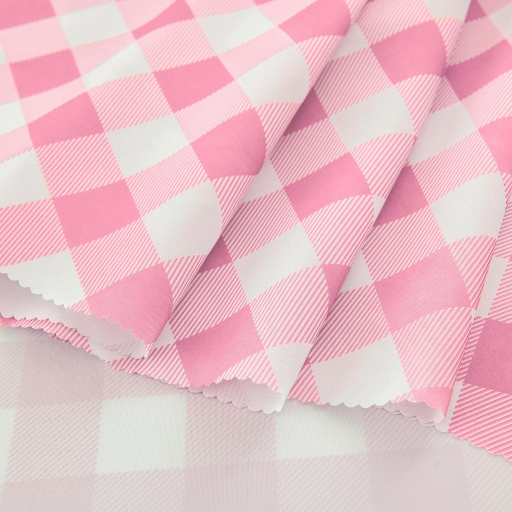 Waterproof Plaid Tablecloth Fabric - Round 25 Inch Classic Gingham Checker Table Cloth for
