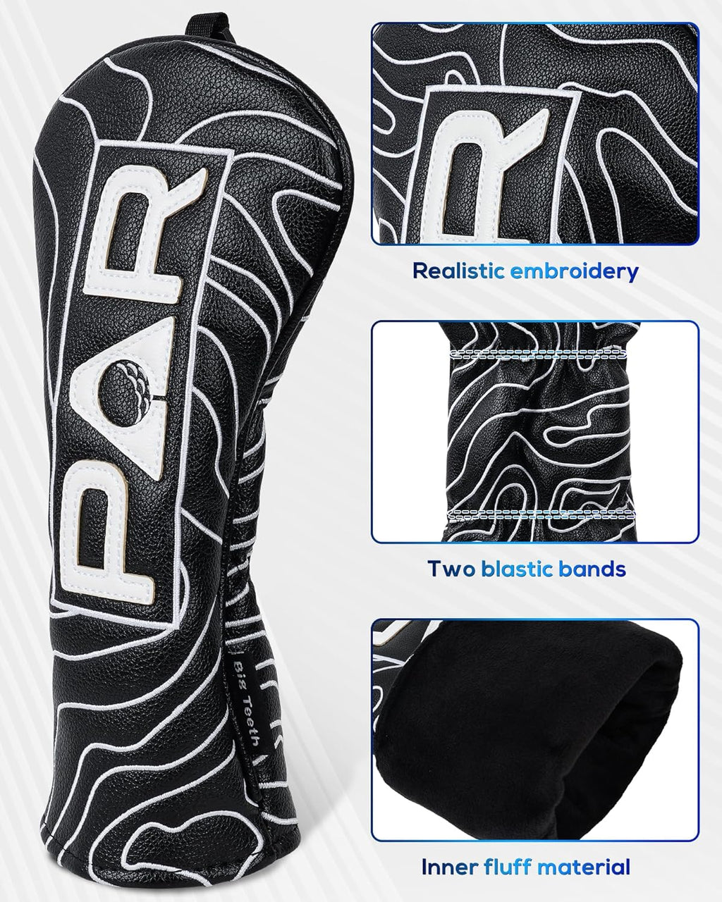 Big Teeth Golf Club Covers Full Set Driver Headcover Fairway Wood Hybrid Golf Club Iron Head