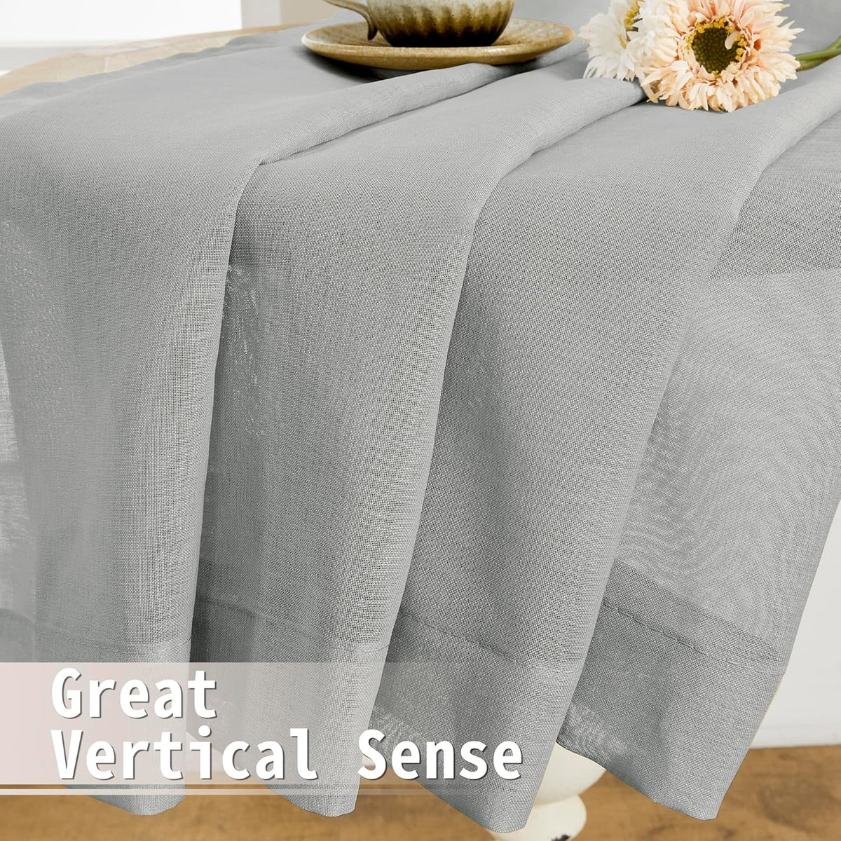 Tollpiz Short Sheer Door Curtain Closet Linen Textured Curtain Sheers Doorway Light Filtering Voile