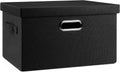 Medium 15" 21 Quart Collapsible Stackable Storage Bins with Lids, 1 Pack Black Foldable Fabric