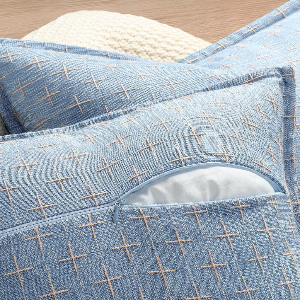 ZWJD Pillow Covers 16x16 Set of 2 Soft Polyester Textured Pillow Covers with Stylish Flange Edge