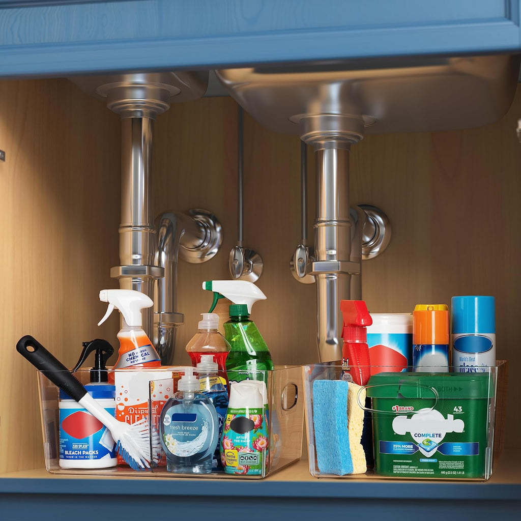 ClearSpace Plastic Storage Bins with Divider – Perfect Kitchen Organization or Pantry Storage