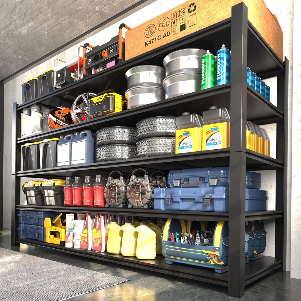 60"W Garage Shelving Heavy Duty Metal Shelving 3000LBS Storage Shelves Adjustable 5 Tier Metal