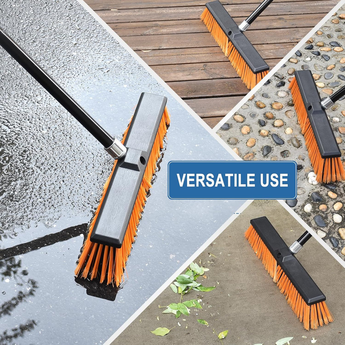 PBHEPJ 18 Inchs Push Broom Outdoor Heavy Duty, Shop Broom with 60" Long Bandle for Cleaning Outdoor