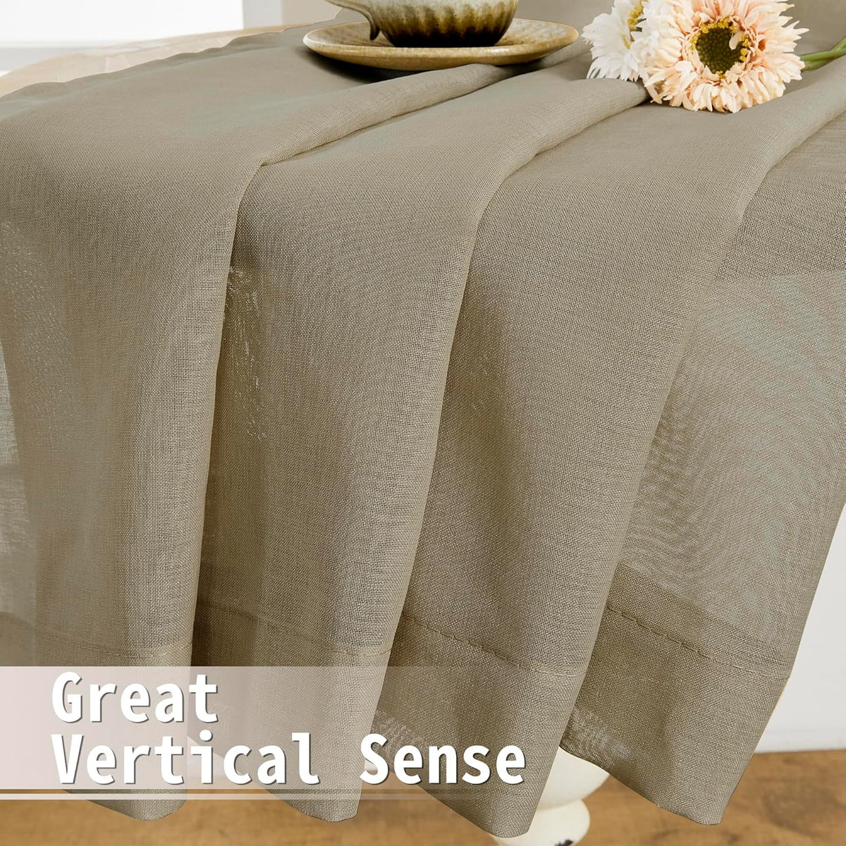 Tollpiz Small Sheer Door Curtain Closet Linen Textured Curtain Sheers Doorway Light Filtering Voile