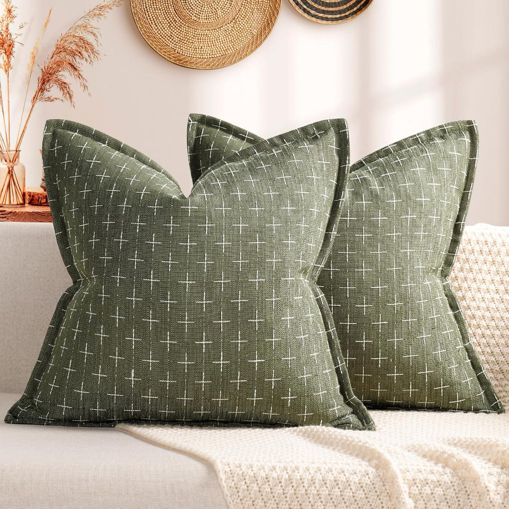 ZWJD Pillow Covers 26x26 Set of 2 Soft Polyester Textured Pillow Covers with Stylish Flange Edge
