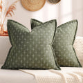 ZWJD Pillow Covers 24x24 Set of 2 Soft Polyester Textured Pillow Covers with Stylish Flange Edge
