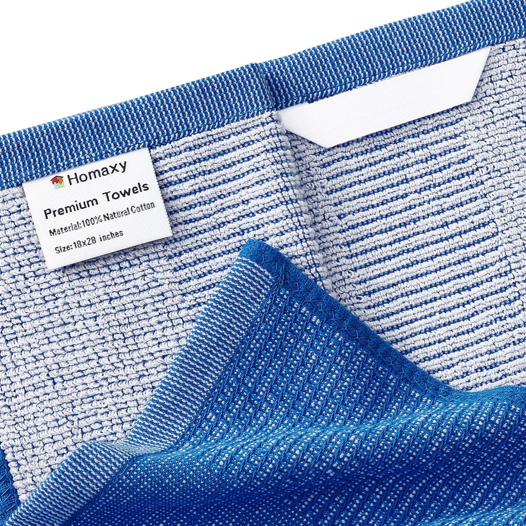 Homaxy Premium Kitchen Towels(18”x 28”, 8 Pack), Large Cotton Kitchen Hand Towels, Flat and Terry