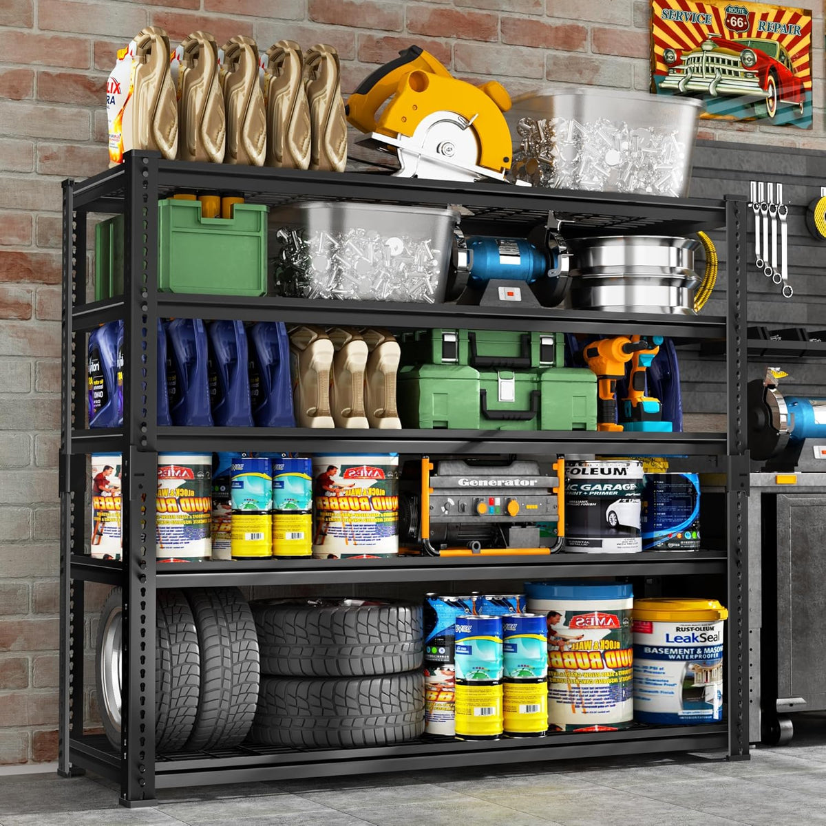 Storage Shelves Heavy Duty, 48" L x 18" W x 72" H Garage Wire Shelving Unit Loads 2800LBS, 5-Tier