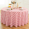 Waterproof Plaid Tablecloth Fabric - Round 120 Inch Classic Gingham Checker Table Cloth for
