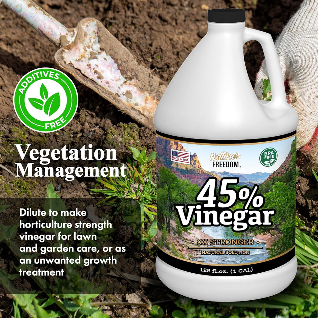 4 Gallons Extra Strength Vinegar 45% with Funnel – Industrial Strength Multi-Purpose Solution for
