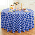 Waterproof Plaid Tablecloth Fabric - Round 120 Inch Classic Gingham Checker Table Cloth for
