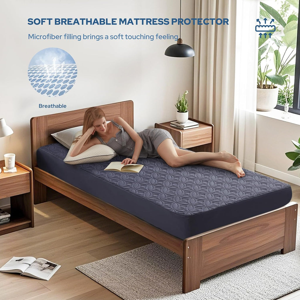 BEDLORE Waterproof Mattress Protector, Twin XL Size Mattress Pad with Deep Pocket 6"-15" Depth