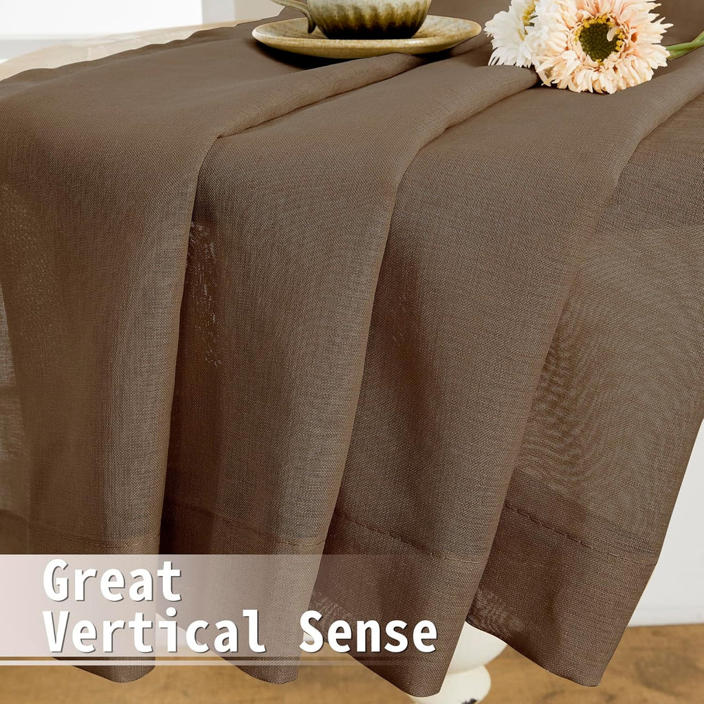 Tollpiz Sheer Door Curtains Closet Linen Textured Curtains Sheer Doorway Light Filtering Voile Rod