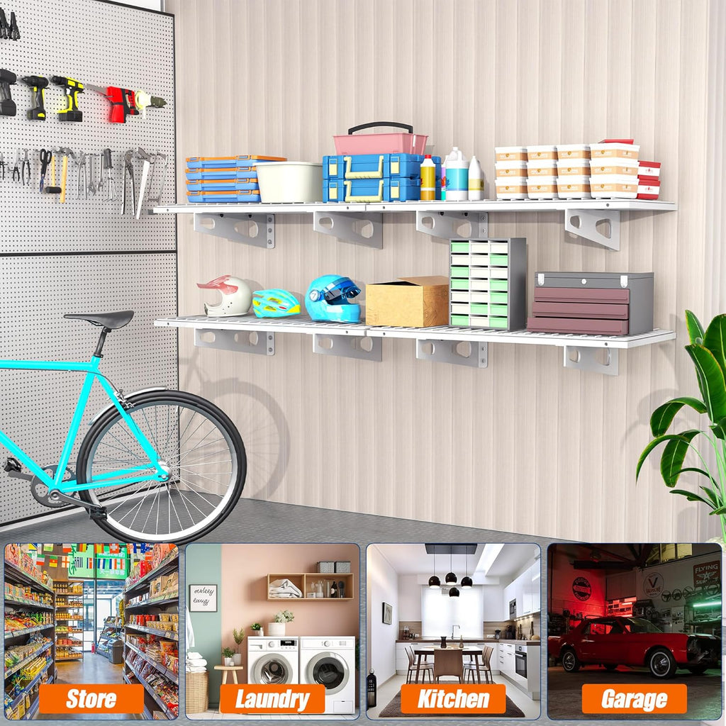 2-Pack 1.5x3FT Garage Shelving 17.7-inch-by-35.8-inch Wall Shelf Garage Storage Rack Wall Mounted