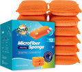 SCRUBIT Reusable Sponges for Dishes - 12 Pack Microfiber Sponges Kitchen Dish Scrubber, Machine
