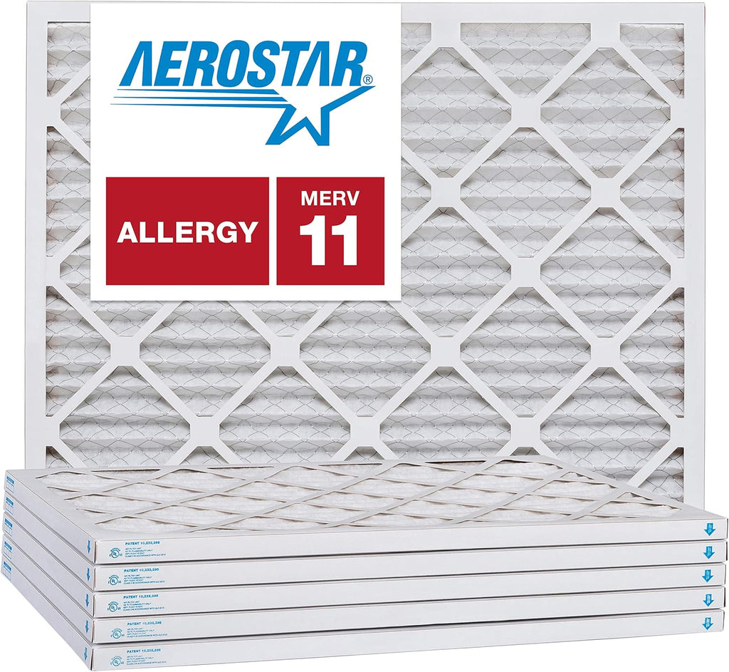 Aerostar 10x14x1 MERV 11-6 Count - Pleated Furnace & Air Conditioner Filters - Removes Dust, Cold &