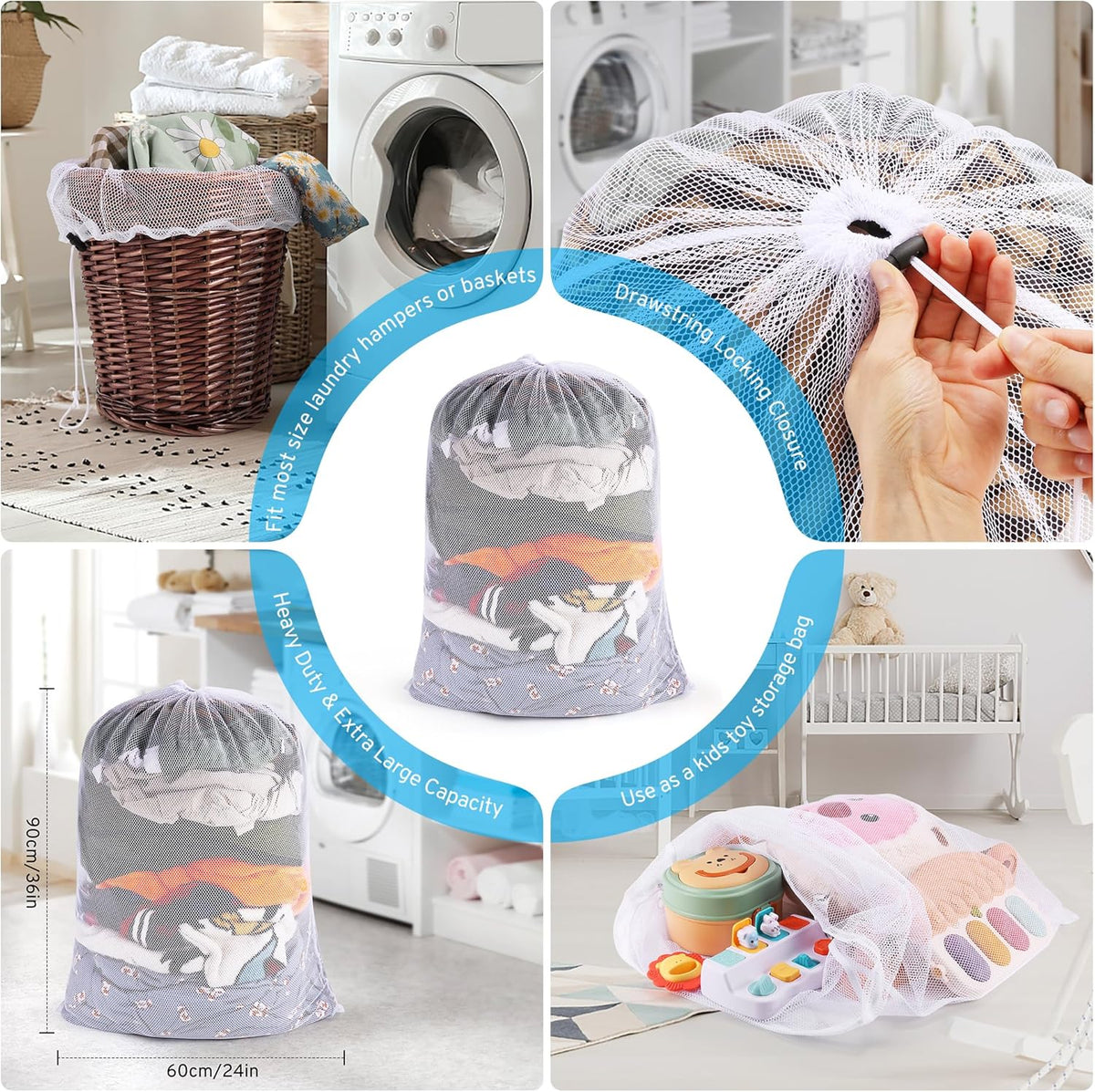 7 Pcs 7 Size Mesh Laundry Bags for Delicates with Premium Zipper, Lingerie Bags for Washing