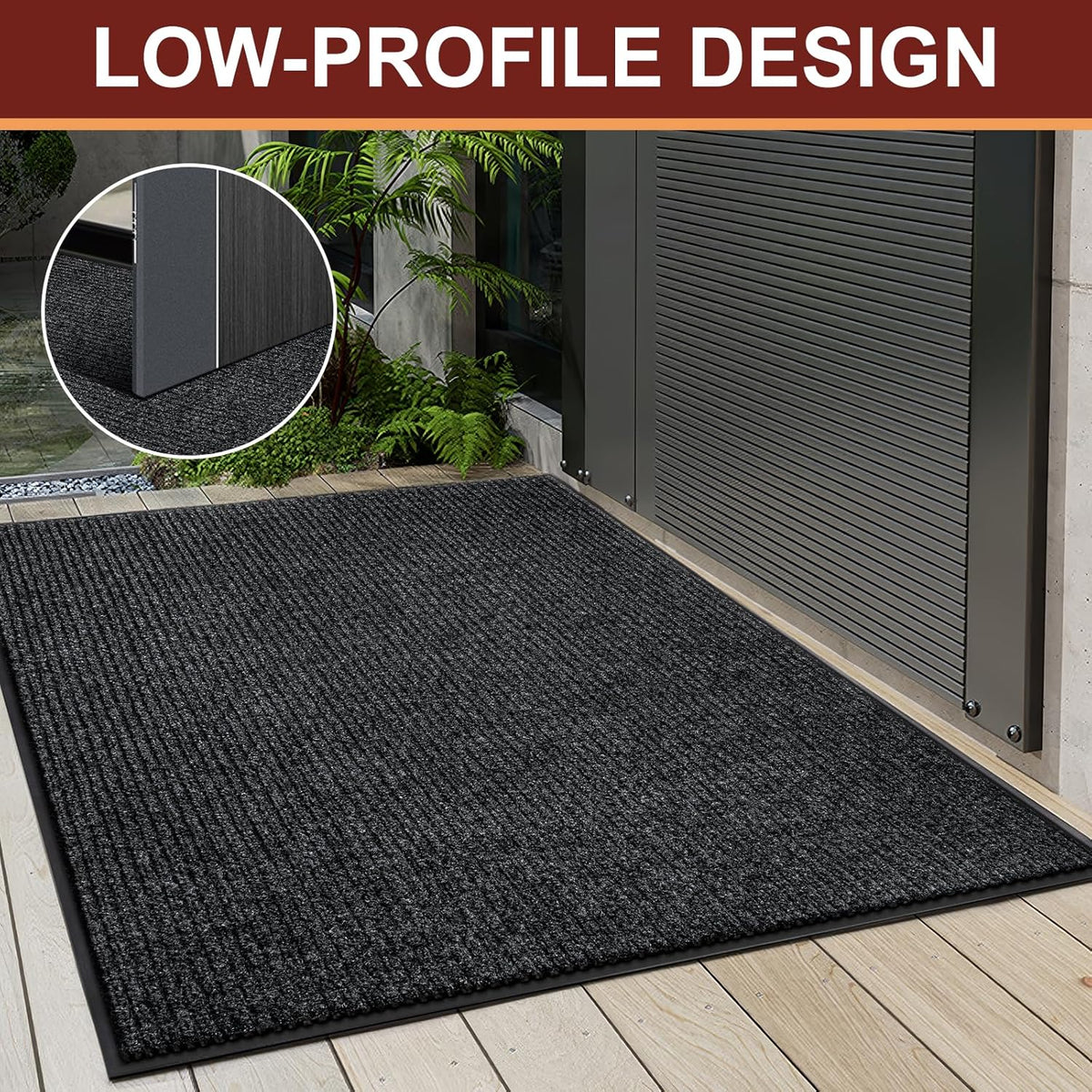 Vicwe Indoor Outdoor Door Mat,4'x8' Heavy Duty Front Door Mat, Non-Slip Washable Doormats Entrance