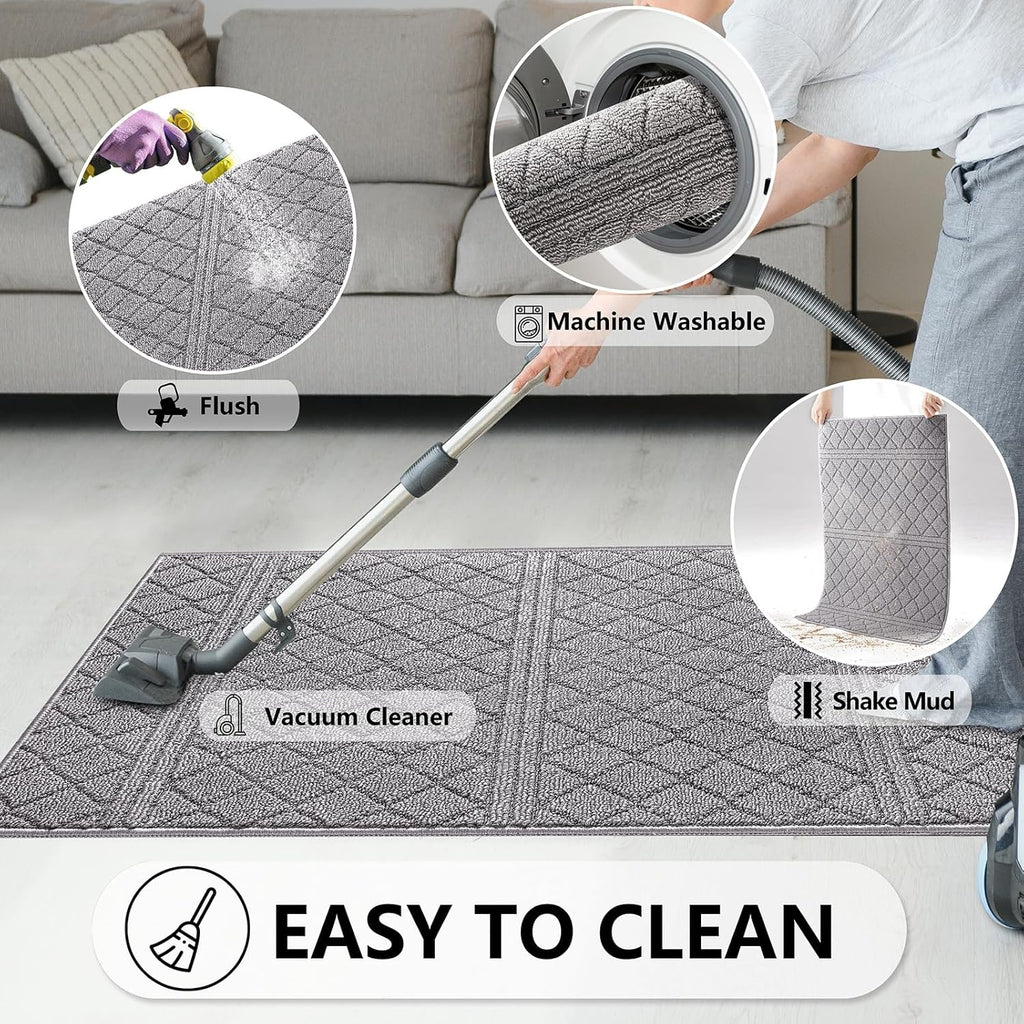 REFETONE Indoor Doormat, Front Back Door Mat 20"x32" Rubber Backing Non Slip Mats, Absorbent Resist