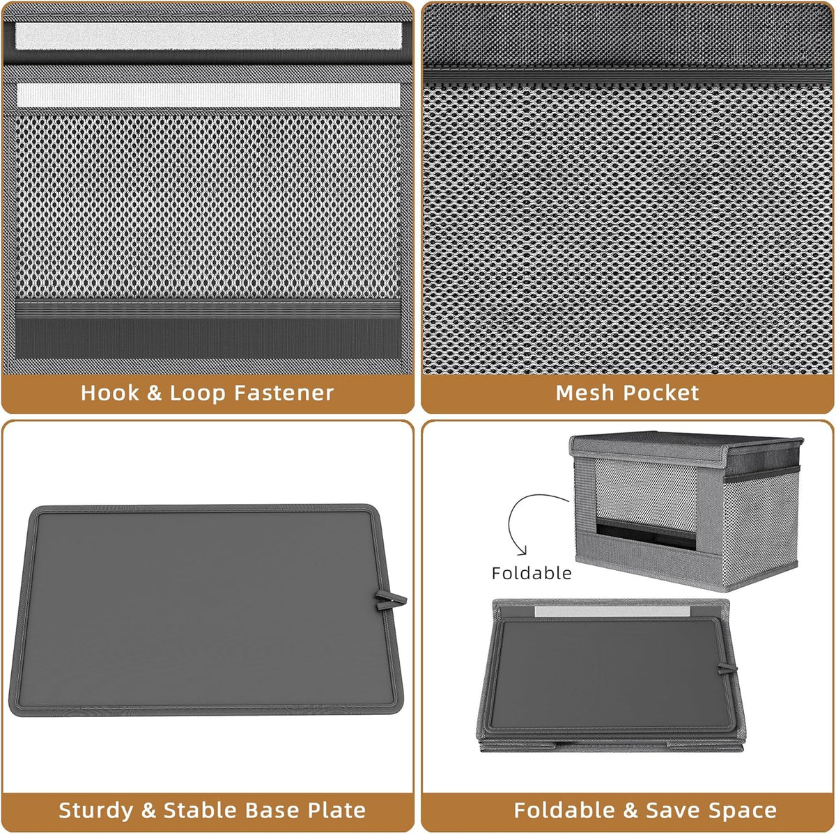 2 Pack Trash Bag Holder Dispenser, Oxford Cloth Garbage Bag Storage Organizer with Mesh Pockets