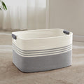 72L Large Laundry Basket with Leather Handles for Living Room Storage, Woven Rope Baskets Bin for