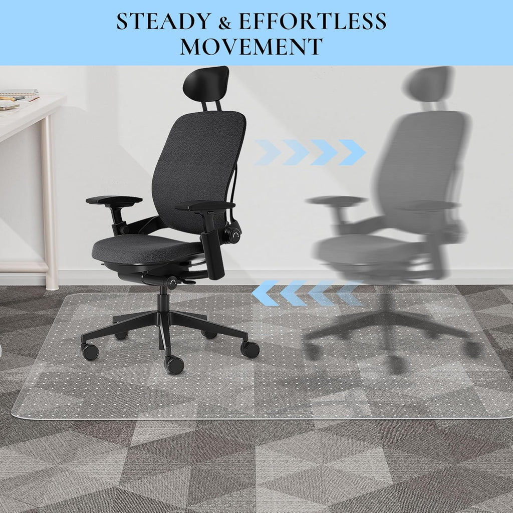 Office Chair Mat for Carpet, 53" x 45" Studded Desk Chair Mat for Low Pile Carpeted Floors
