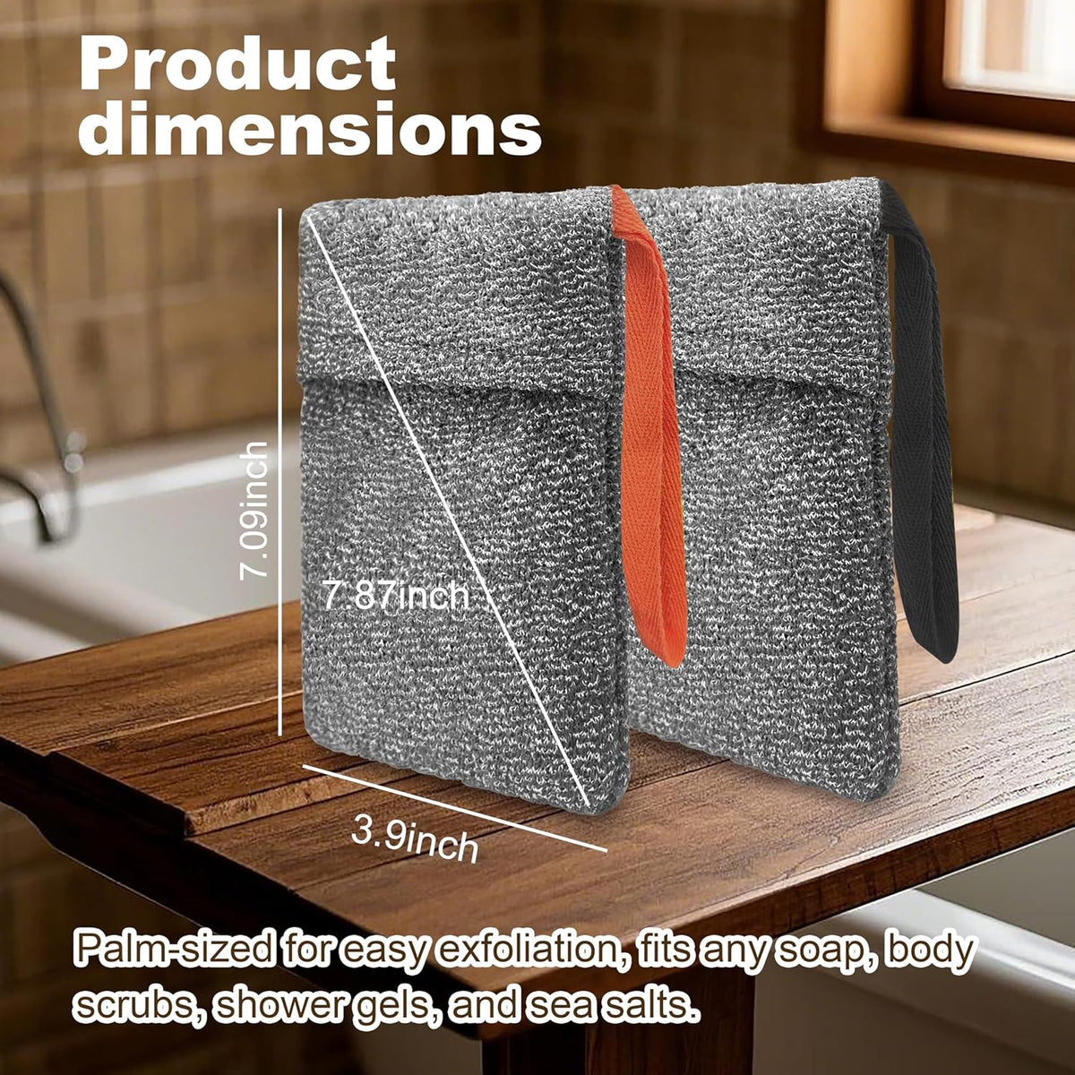 2 Pack Soap Bag Deep Roughness,Bar Soap Pouch Saver Pocket,Exfoliating Body Scrubber Shower Bath