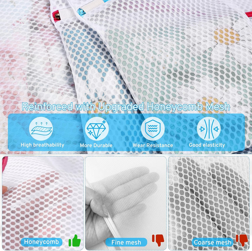 2 Pack XXL Durable Honeycomb Mesh Laundry Bags for Delicates with AUTO-Lock Zipper, Lingerie Bags