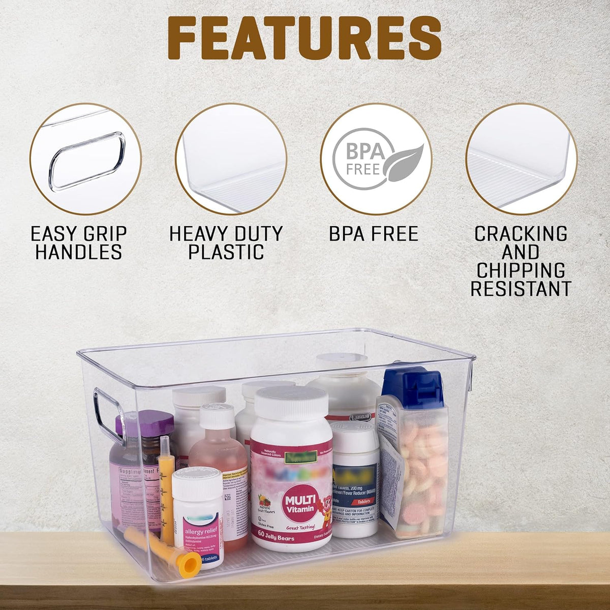 Clear Plastic Storage Bins, Pantry Organizers and Storage or Kitchen Organization and Storage