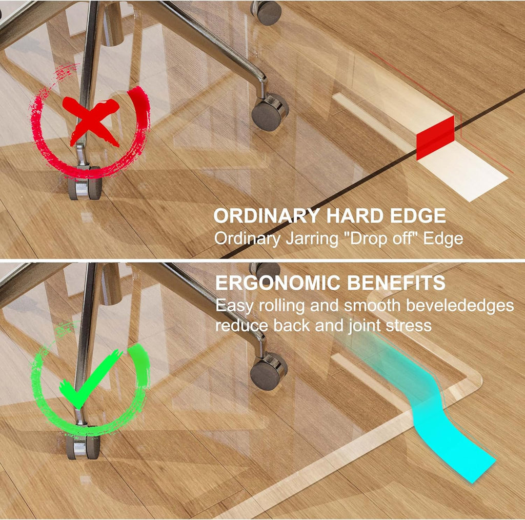Beveled Edge Irregular Office Chair Mat with Lip for Carpet or Hardwood Floor Crystal Clear 36" x