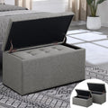 Storage Ottoman Bench with 2.56-inch Thick Seat, 31.5 inch Nesting Ottoman Set of 2, Hinged Flip