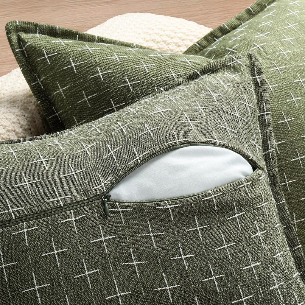 ZWJD 12x20 Pillow Covers Set of 2 Soft Polyester Textured Lumbar Pillow Covers with Stylish Flange
