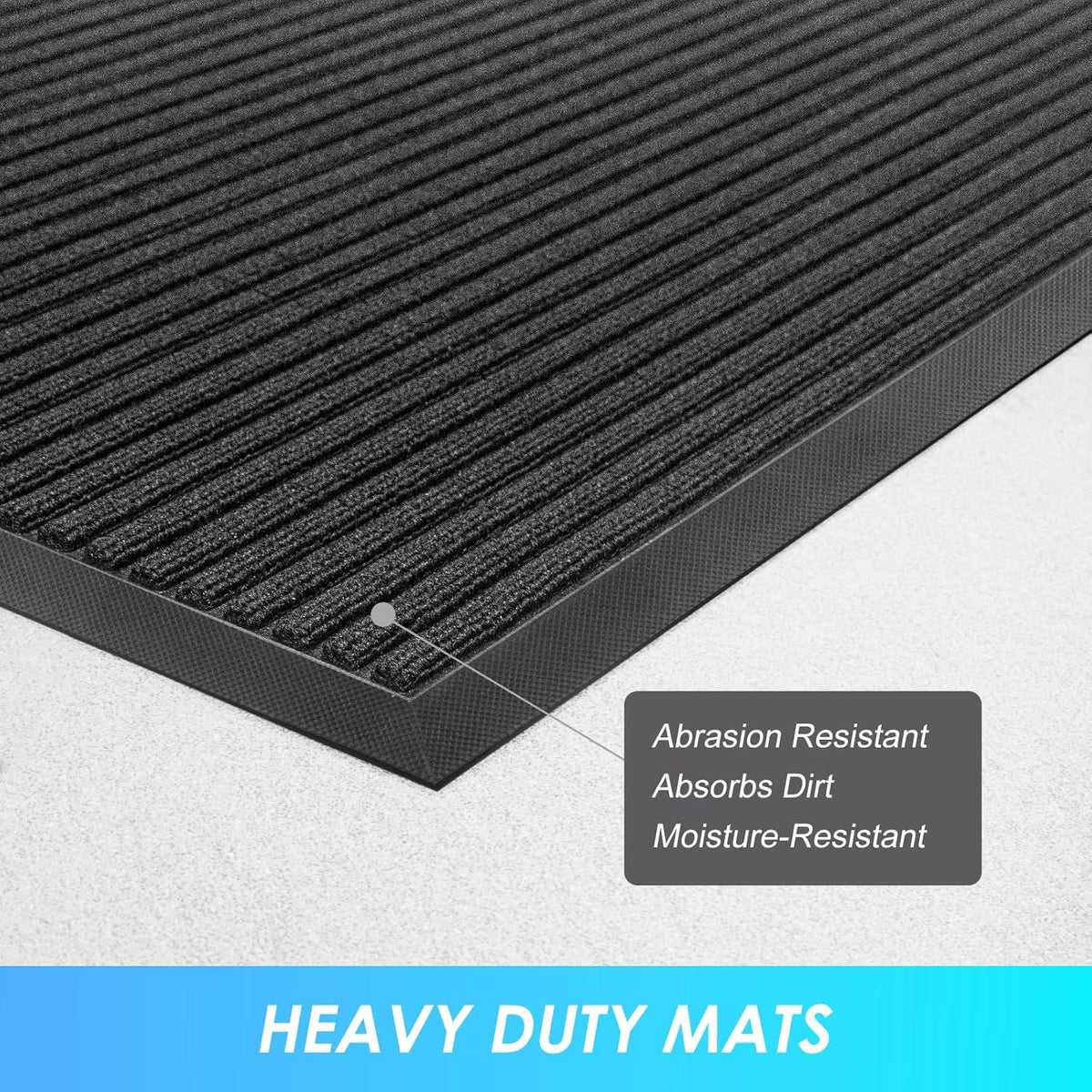 Vicwe Front Door Mat Indoor Outdoor Entrance, 36"x24" Heavy Duty Non-Slip Rubber Doormats, Low