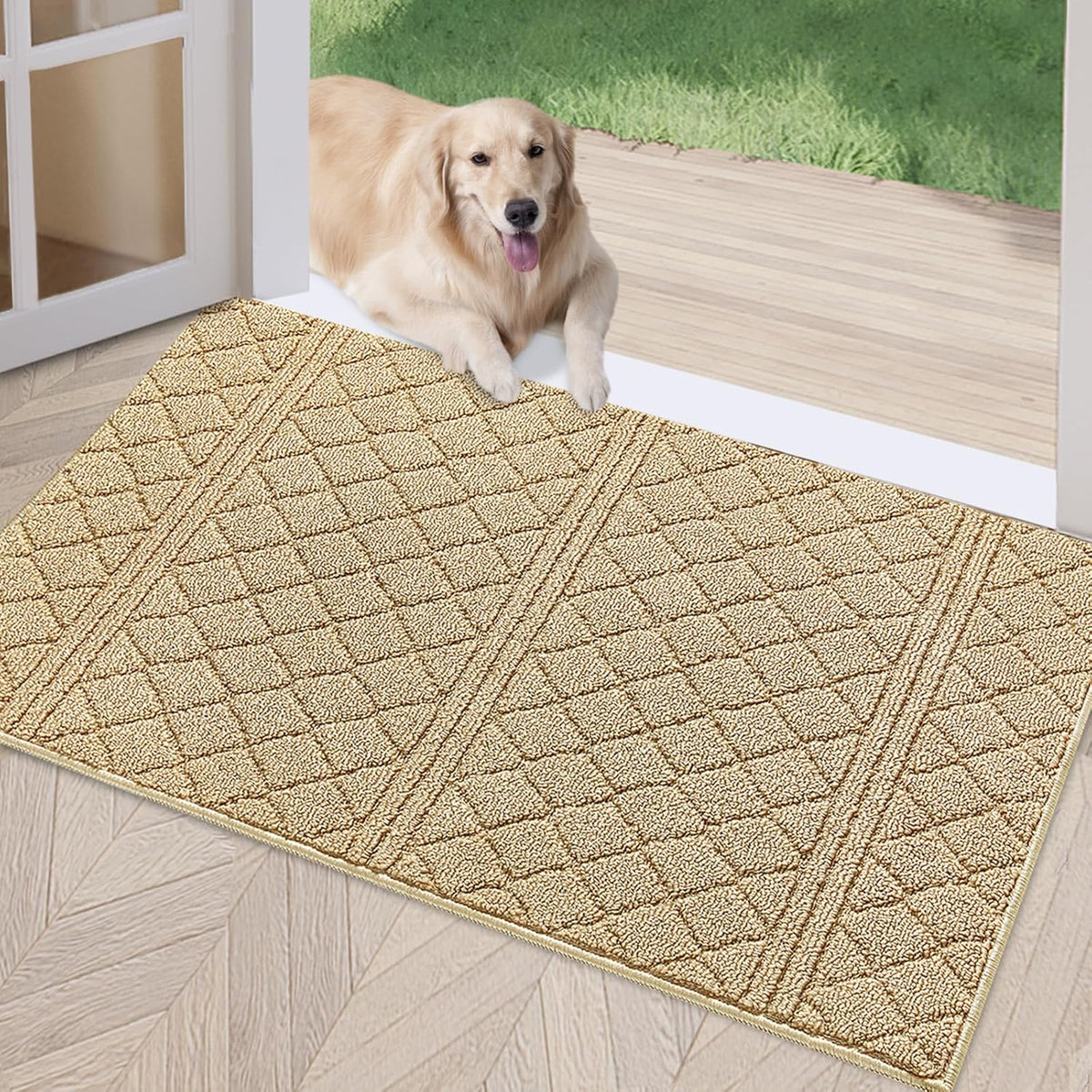 REFETONE Indoor Doormat, Front Back Door Mat 36"x59" Absorbent Rubber Backing Non Slip Door Mats