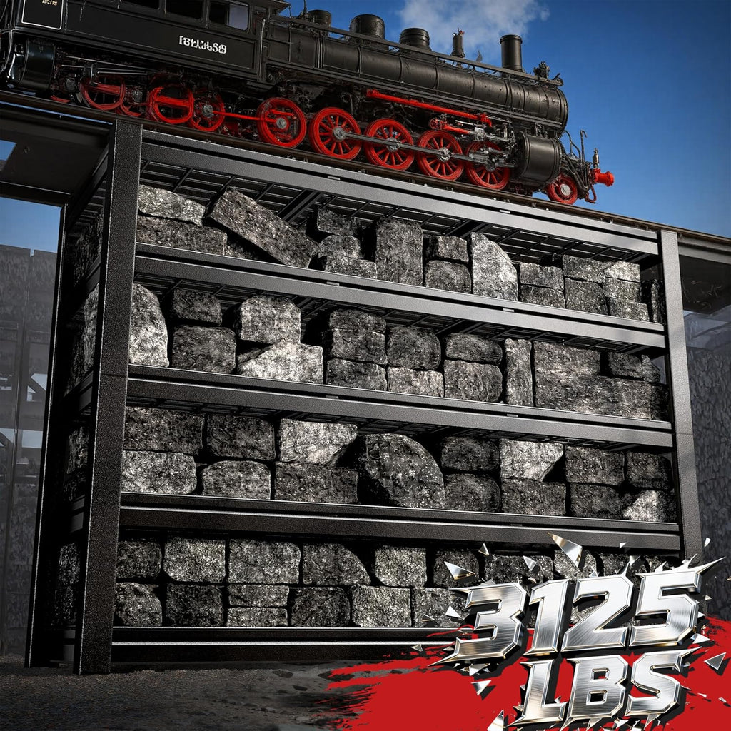 60.1" W Garage Shelving 3125LBS Metal Shelving Extra Wide Storage Shelves Adjustable 5 Tier Garage
