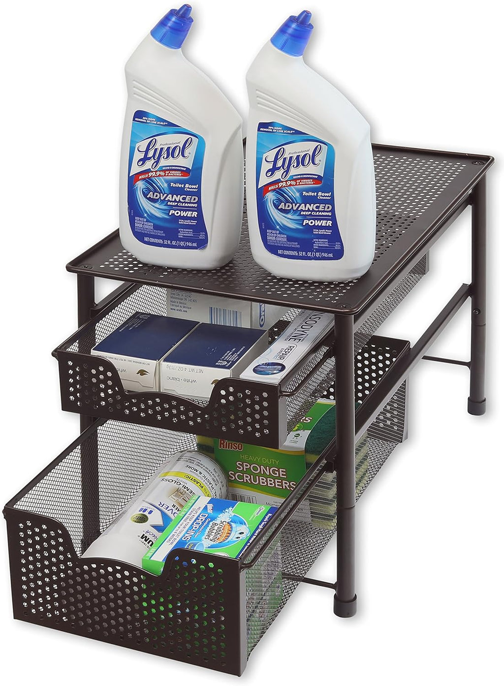 Simple Houseware Stackable 2 Tier Sliding Basket Organizer Drawer, Bronze