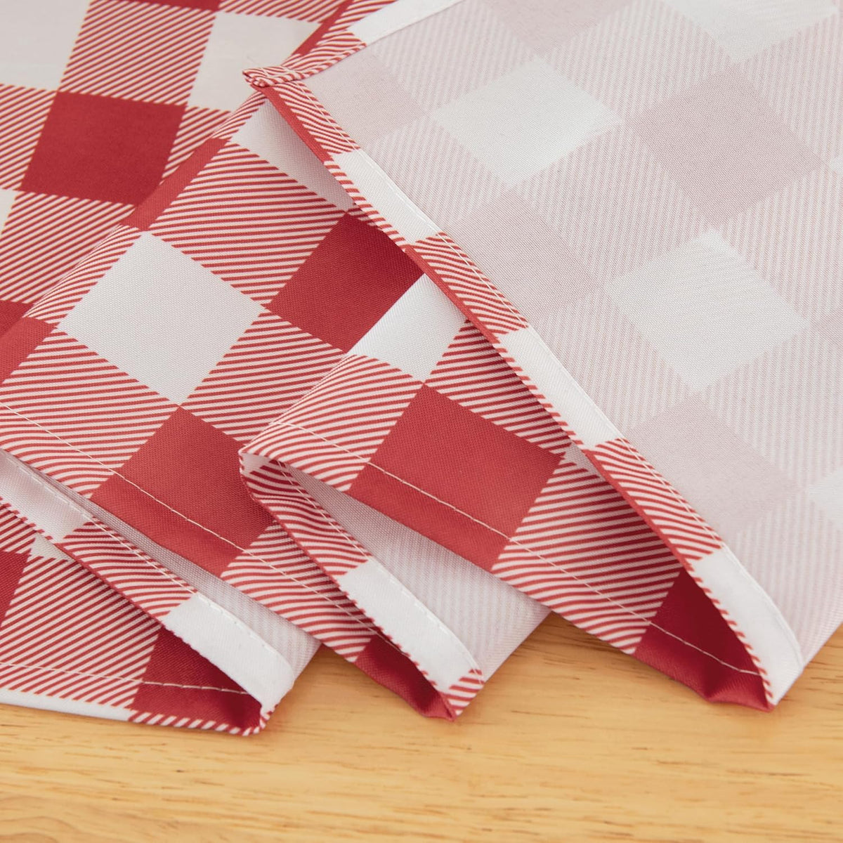 Classic Gingham Tablecloth Fabric - Oblong 58x120 Water Resistant Chequered Pattern Table Cloth for