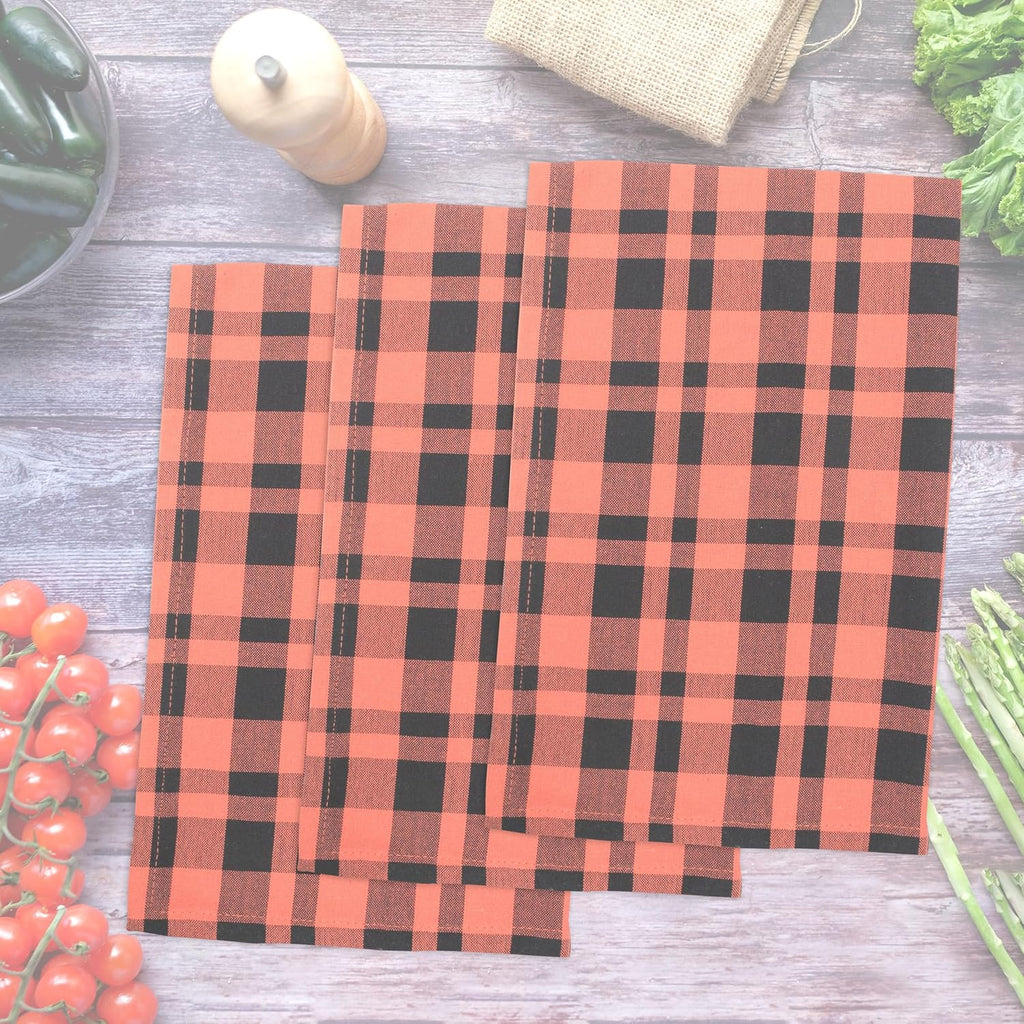 Kitchen Towels Set of 6 Halloween dish towels for kitchen 100% Cotton Orange Black Color Dish
